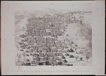 View of part of the town of Timbuktu from a hill, illustration from 'Journal d'un Voyage a Tombouctou et a Jenne', 1830 (engraving) | Obraz na stenu
