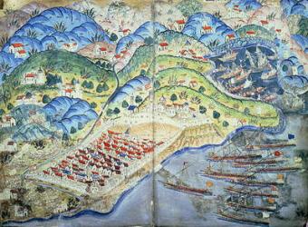 TSM H.1608 View of Nice, from the 'Suleymanname' (Life of Suleyman) 1545 (gouache on paper) | Obraz na stenu