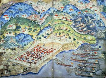 TSM H.1608 View of Nice, from the 'Suleymanname' (Life of Suleyman) 1545 (gouache on paper) | Obraz na stenu