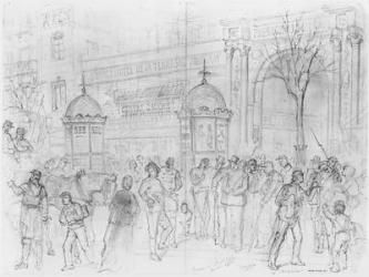 Album of the Siege of Paris, Boulevard Montmartre, January 1871 (pen & brown ink wash & pencil on paper) | Obraz na stenu