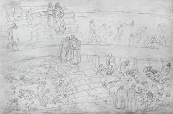 Dante and Virgil (70-19 BC) from 'The Divine Comedy' by Dante Alighieri (1265-1321) c.1480 (pen & ink on paper) | Obraz na stenu