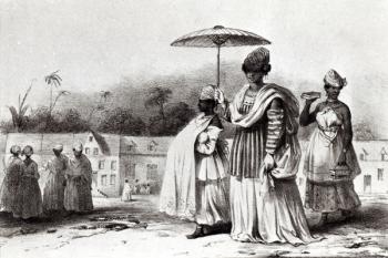 Lady taking a child to Baptism, from 'Voyage a Surinam', 1839 (litho) (b/w photo) | Obraz na stenu