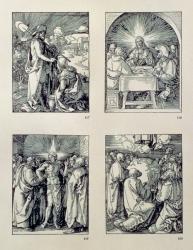 The 'Small Passion' series: (clockwise), Christ appears to the Magdalen as a gardener; Christ at Emmaus; Christ and the doubting Thomas; Ascension, pub. 1511 (woodcut) | Obraz na stenu