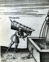An apprentice fetching water from a fountain (engraving) (b/w photo) (detail of 105365) | Obraz na stenu