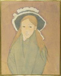 Girl with Large Hat and Straw-Coloured Hair, 1910s (w/c, gouache & graphite on paper) | Obraz na stenu