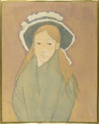 Girl with Large Hat and Straw-Coloured Hair, 1910s (w/c, gouache & graphite on paper) | Obraz na stenu