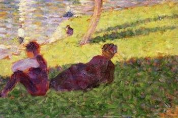 A Seated Man and a Reclining Woman (study for 'A Sunday Afternoon on the Island of La Grande Jatte'), 1884 (oil on wood) | Obraz na stenu