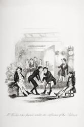 Mr. Wardle and his friends under the influence of the salmon, illustration from `The Pickwick Papers' by Charles Dickens (1812-70) published 1837 (litho) | Obraz na stenu