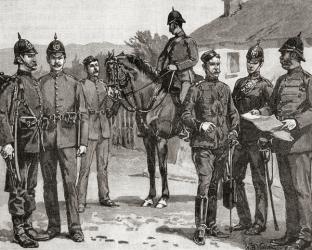Officers and men of The Royal Irish Constabulary in the 19th century, the armed police force of the United Kingdom in Ireland until 1922. | Obraz na stenu