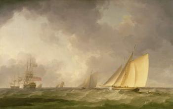 Cutter Close Hauled in a Fresh Breeze, with Other Shipping, c.1750 (oil on canvas) | Obraz na stenu