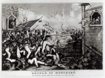 Battle of Monterey: The Americans Forcing their Way to the Main Plaza, September 23rd 1846, engraved and published by Nathanial Currier (1813-88), 1846 (litho) (b&w photo) | Obraz na stenu