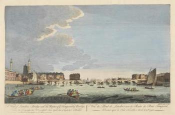 A View of London Bridge with the Ruins of the Temporary Bridge after the Fire of 11th April 1758 (coloured engraving) | Obraz na stenu