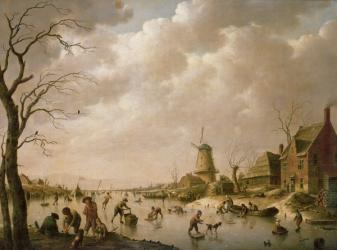 Skaters on a Frozen Canal, 1779 (oil on canvas) | Obraz na stenu