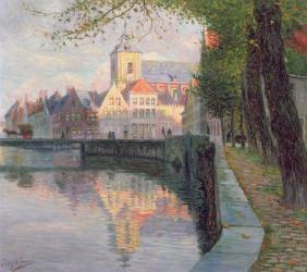 Autumn in Bruges (oil on panel) | Obraz na stenu