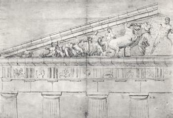 Study of a pediment from the Parthenon (pencil on paper) (b/w photo) | Obraz na stenu