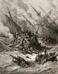 Battle of Lepanto in 1571, illustration from 'Bibliotheque des Croisades' by J-F. Michaud, 1877 (litho) | Obraz na stenu