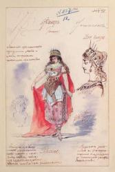 Costume designs for the role of Phrine in the opera 'Faust', by Charles Gounod (1818-93) 1882 (gouache & pen on paper) | Obraz na stenu