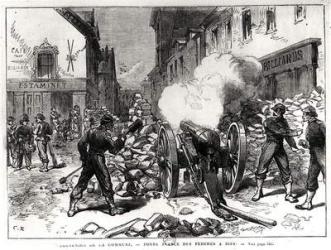 The Paris Commune: A Barricade at Issy, May 2nd 1871 (engraving) (b/w photo) | Obraz na stenu