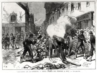 The Paris Commune: A Barricade at Issy, May 2nd 1871 (engraving) (b/w photo) | Obraz na stenu