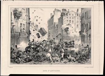 Rue Saint-Antoine in July 1830, engraved by H. Delaporte (litho) | Obraz na stenu