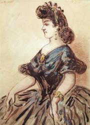 Half length portrait of a woman (w/c and ink on paper) | Obraz na stenu