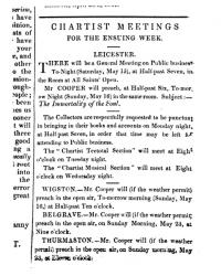 Notices for Chartist Meetings in the 'Midland Counties Illuminator', 15 May 1841 (litho) (b/w photo) | Obraz na stenu