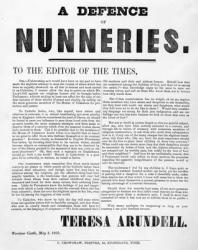 A Defence of Nunneries by Theresa Arundell, 1851 (printed paper) | Obraz na stenu