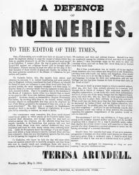 A Defence of Nunneries by Theresa Arundell, 1851 (printed paper) | Obraz na stenu