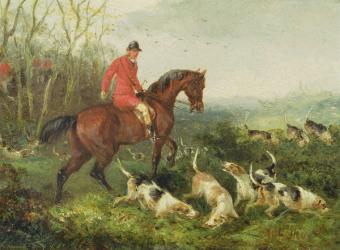 Foxhunting: At Cover (oil on millboard) | Obraz na stenu