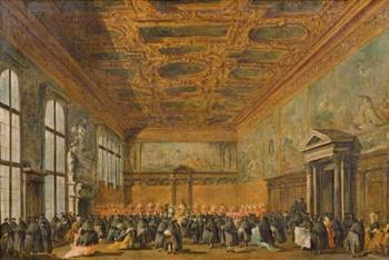 Audience Granted by the Doge of Venice in the College Room of Doge's Palace, c.1766-70 (oil on canvas) | Obraz na stenu