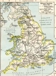 Map of Roman Britain c. 410. From Historical Atlas, published 1923. | Obraz na stenu