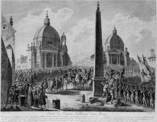 The Entry of the French Army into Rome led by Marshal Berthier, 15th February 1798 (engraving) (b/w photo) | Obraz na stenu