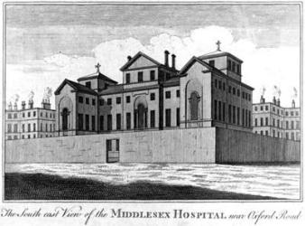 The South East View of the Middlesex Hospital, 1745 (engraving) | Obraz na stenu