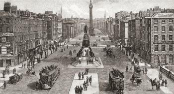 Sackville Street (now O'Connell Street) in 1924, Dublin, Ireland. From Cities of the World, published c.1893. | Obraz na stenu