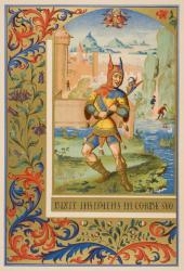 A court fool, reproduction of a miniature from a 15th century manuscript, from 'Le Moyen Age et La Renaissance' by Paul Lacroix (1806-84) published 1847 (colour litho) | Obraz na stenu