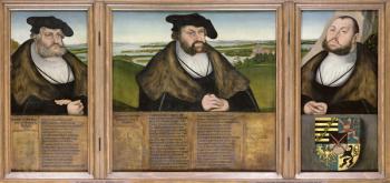 Electors of Saxony: Friedrich the Wise (1482-1556) Johann the Steadfast (1468-1532) and Johann Friedrich the Magnanimous (1503-54) 1532 (oil on panel) | Obraz na stenu