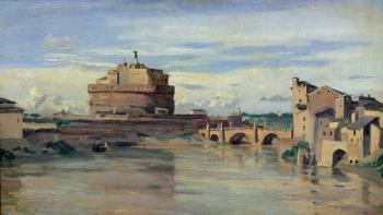 Castel Sant' Angelo and the River Tiber, Rome (oil on paper) | Obraz na stenu