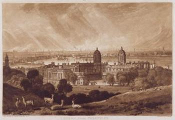 London from Greenwich, engraved by Charles Turner (1773-1857) 1811 (engraving) | Obraz na stenu