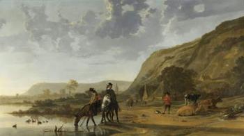 River Landscape with Riders, 1653-7 (oil on canvas) | Obraz na stenu