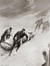 A relay party in a blizzard during Sir Ernest Shackleton's British Antarctic Expedition 1907–09. From The Wonderful Year 1909 | Obraz na stenu