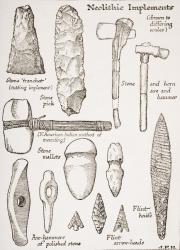 Neolithic Implements, illustration from 'The Outline of History' by H.G. Wells, Volume I, published in 1920 (litho) | Obraz na stenu