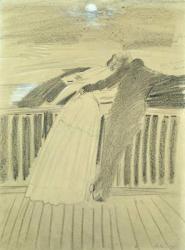 Jeanne Hugo and Jean Charcot at Hauteville House, Guernsey (pastel on paper) | Obraz na stenu