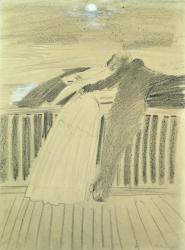 Jeanne Hugo and Jean Charcot at Hauteville House, Guernsey (pastel on paper) | Obraz na stenu